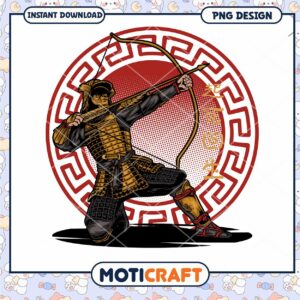 Samurai Archer PNG Design for Instant Download Art
