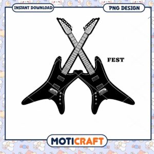 Rock Fest Guitar Cross Design Instant Download PNG Art