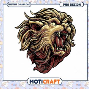 Roaring Lion Head Graphic PNG for Instant Download Design