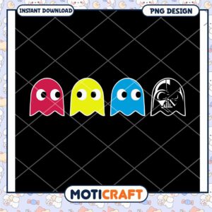 Retro Ghosts and Darth Vader PNG Design for Instant Download