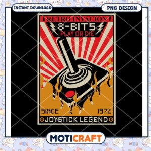 Retro 8 Bit Joystick Legend Play or Die PNG Download Art