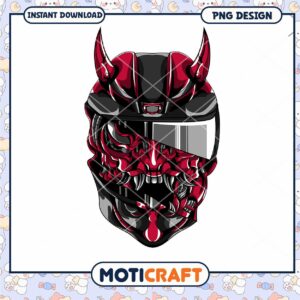 Red Skull Helmet PNG Design for Instant Download Art