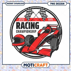 Red Racing Championship Logo Design Instant Download PNG