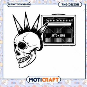 Punk Skull and Amp Design Instant Download PNG Art