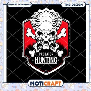 Predator Hunting Skull Badge PNG Design Instant Download