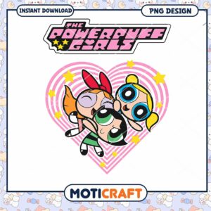 Powerpuff Girls Cute Heart PNG Instant Download Design