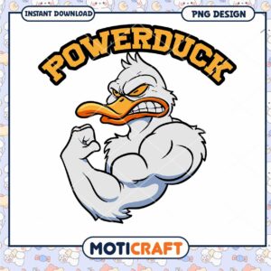 Powerduck Cartoon Character Fun PNG Design Instant Download