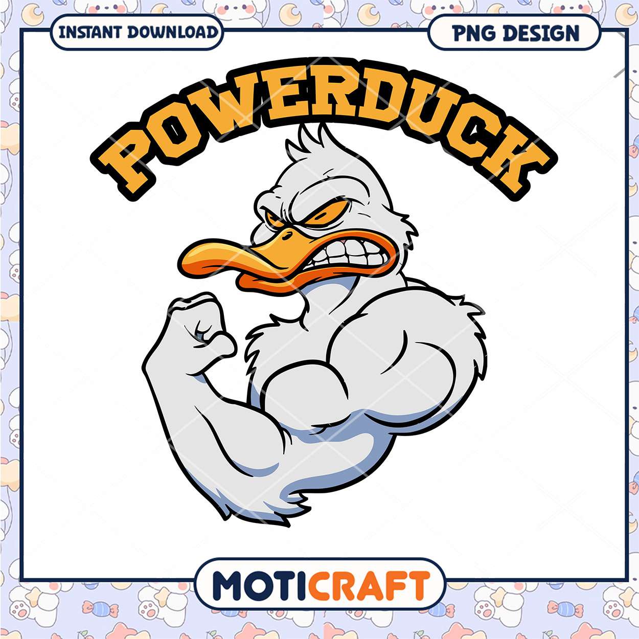 Powerduck Cartoon Character Fun PNG Design Instant Download Powerduck Cartoon Character Fun PNG Design Instant Download