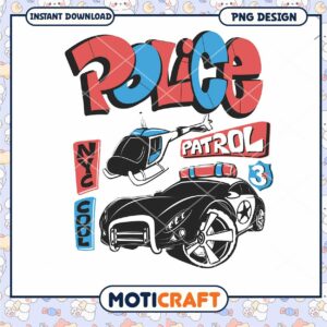 Police Patrol Design PNG for Kids Instant Download Art