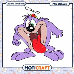 Playful Purple Cartoon Character PNG Instant Download Design