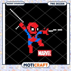 Pixel Spider Man Design Instant Download PNG File Art