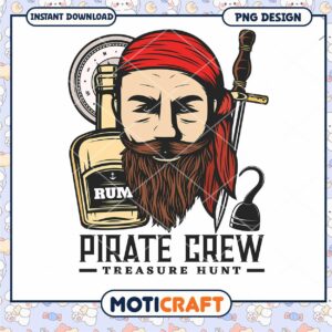 Pirate Crew Treasure Hunt PNG Design for Instant Download