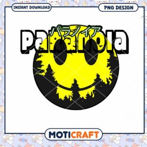 Paranoia Smiley Face PNG Design Instant Download Art