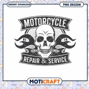 Motorcycle Skull Repair and Service PNG Instant Download