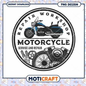Motorcycle Service and Repair Workshop PNG Design Download