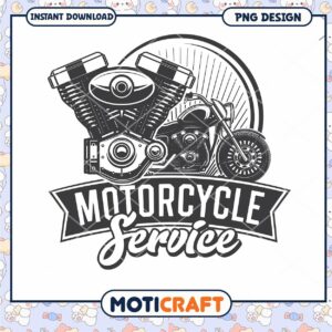 Motorcycle Service Vintage Style PNG Graphic Download