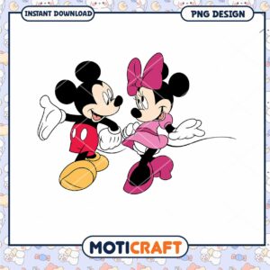 Mickey and Minnie Mouse Cute PNG Design for Download