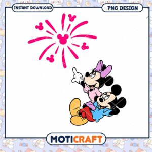 Mickey and Minnie Mouse Fireworks PNG Instant Download Design