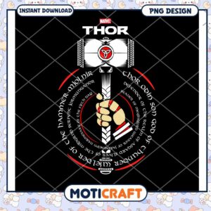 Marvel Thor Mjolnir Artwork PNG Instant Download Design