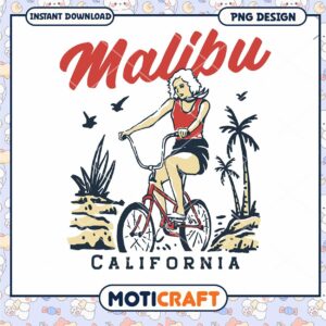 Malibu California Vintage Bike PNG Design for Download