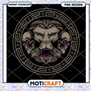 Majestic Lion and Skull PNG Digital Art Instant Download