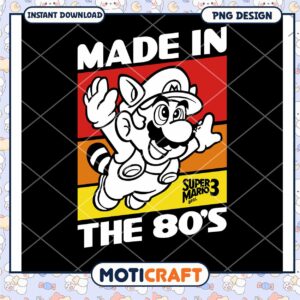 Made in the 80s Super Mario PNG Instant Download Design