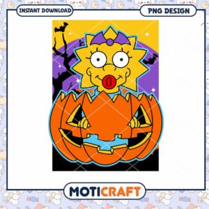 Maggie Simpson Halloween Pumpkin PNG Instant Download Design