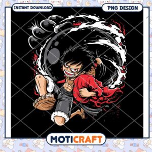 Luffy Action PNG Design for Instant Download Art Use