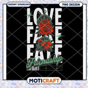 Love Fate Friendship Roses Retro PNG Design Download