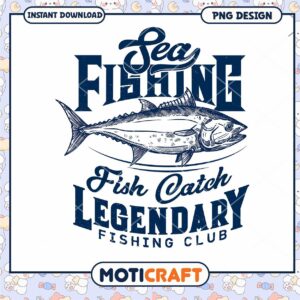 Legendary Sea Fishing Club PNG Design for Instant Download