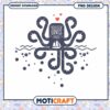 Kraken Loves Boat Cute Octopus PNG Design for Download