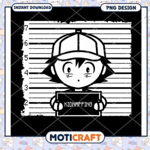 Kidnapping Mugshot Cartoon PNG Digital Download Design