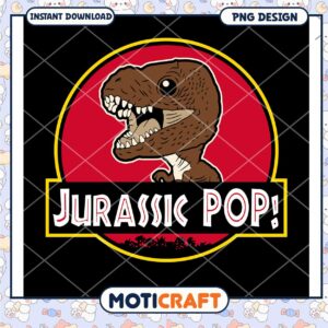 Jurassic Pop Dinosaur PNG Design for Instant Download