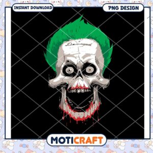 Joker Skull PNG Design for Instant Download Art Decor