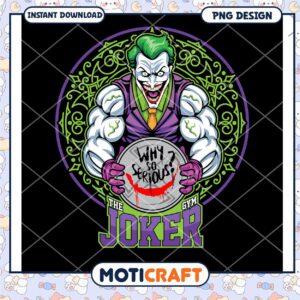 Joker Gym Fitness Art Instant Download PNG Design 55 Characters