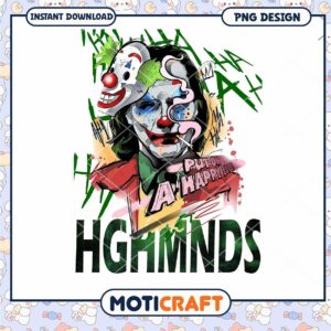 Joker Clown PNG Design for Instant Download Graphic Art