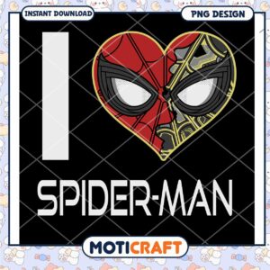 I Love Spider Man Heart PNG Design Instant Download Art