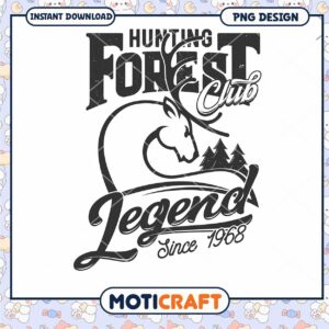Hunting Forest Club Legend Vintage PNG Design Download