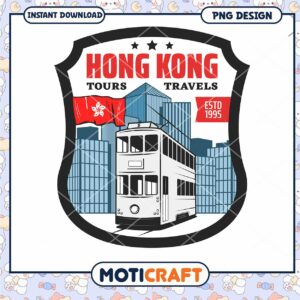 Hong Kong Tours and Travels Vintage Tram PNG Design