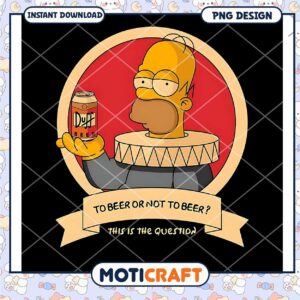 Homer Simpson Beer Design Instant Download PNG Artwork
