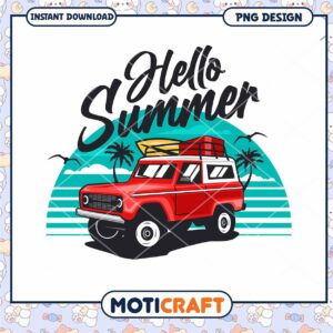 Hello Summer Vintage Truck PNG Design for Instant Download