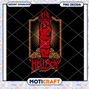 Hellboy Fist Flame Art PNG Design for Instant Download