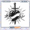 Heart with Sword Tattoo Design Instant Download PNG Art