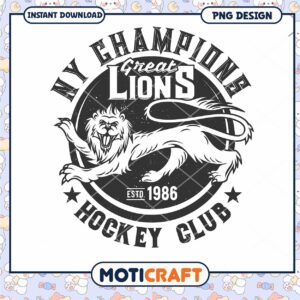Great Lions Hockey Club PNG Design for Instant Download