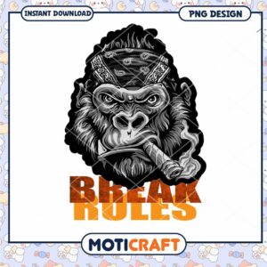 Gorilla with Attitude Break Rules PNG Design Download