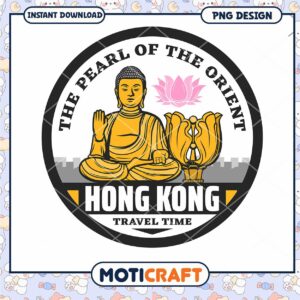 Golden Buddha Hong Kong Travel Design PNG Instant Download