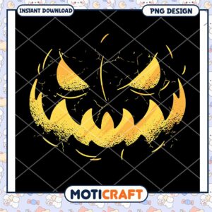 Glowing Halloween Pumpkin Face PNG Digital Download Design