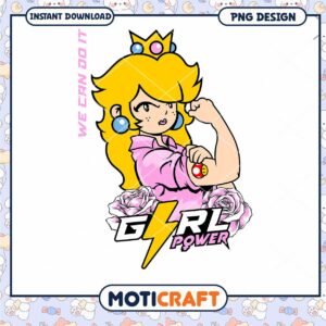 Girl Power Princess PNG Design Instant Download Art Print