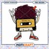 Funny Retro Cassette Tape with Hair Graphic PNG Design