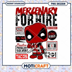 Funny Mercenary for Hire PNG Design with Creative Message